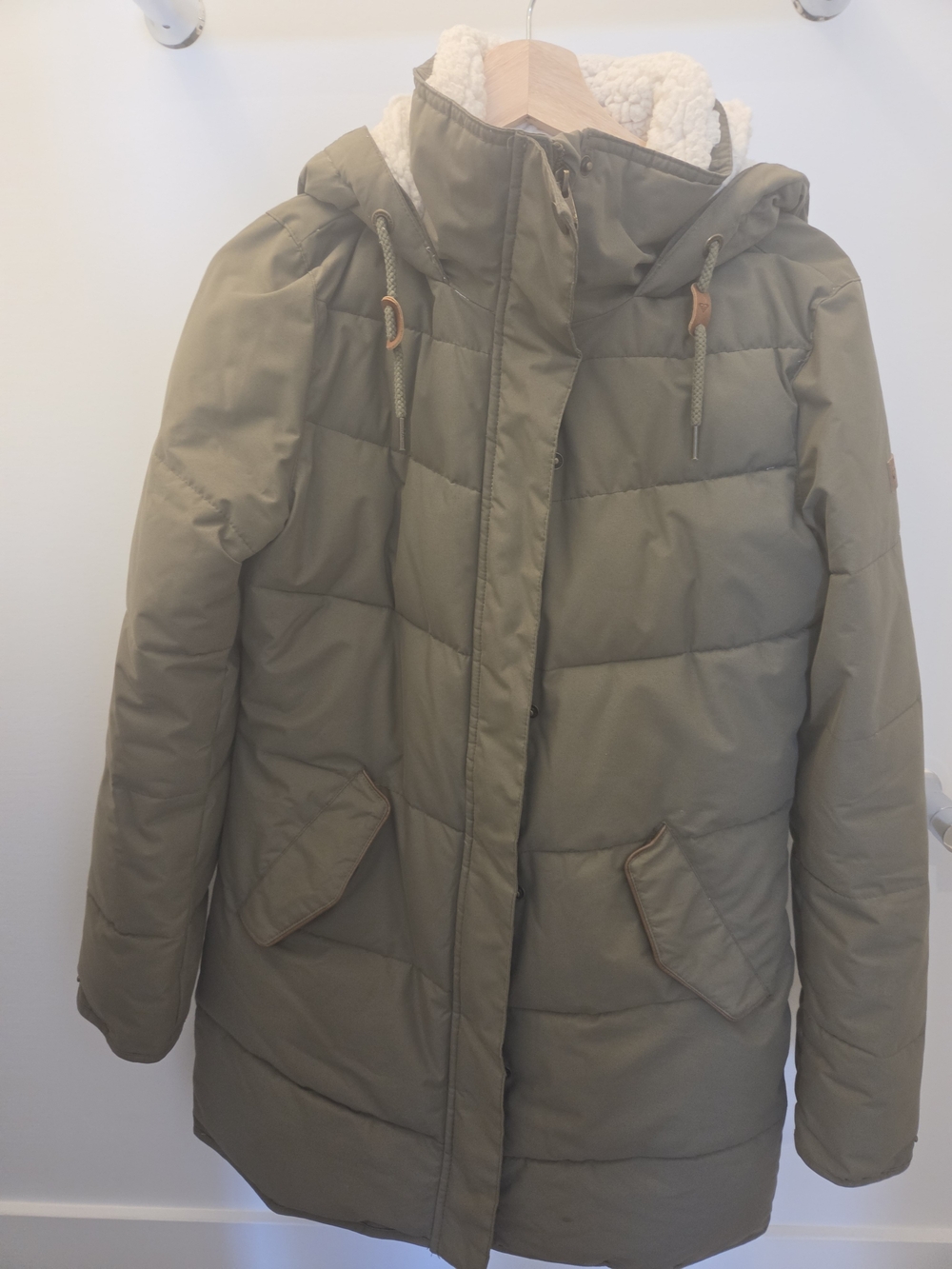 Roxy Women's Hooded Puffer Coat in Olive Green